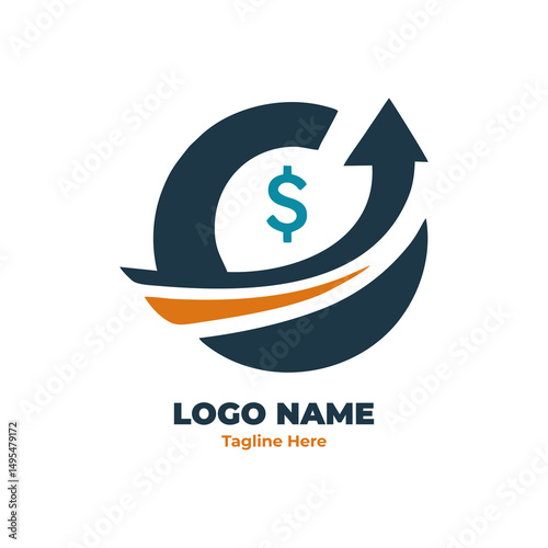 Clean flat financial logo design in navy accent for finance startup investor planner company branding tax consultant and accounting agency