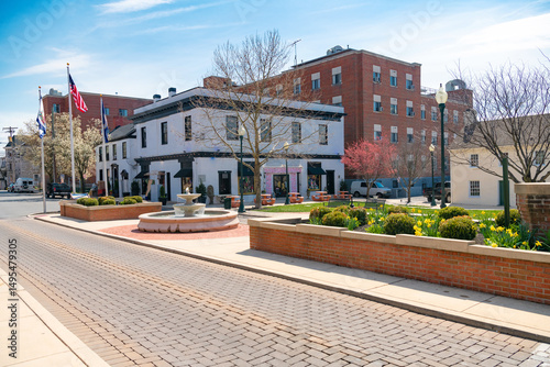 Fototapeta Naklejka Na Ścianę i Meble -  street in the historic town of Martinsburg, West Virginia. Ancient architecture of small multi-colored buildings in the colonial style.