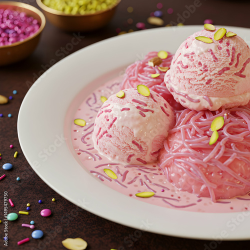 Rose Falooda with Ice Cream Recipe  Images