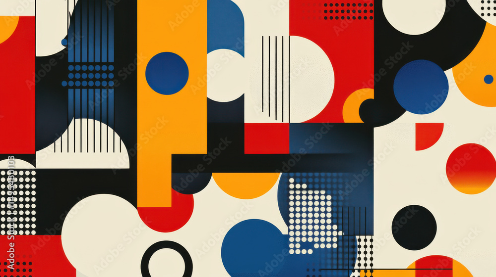 Abstract geometric patterns showcasing modernism in vibrant colors and shapes Abstract geometric patterns showcasing modernism in vibrant colors and shapes