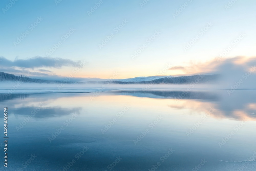 Fototapeta premium Frozen lake sunrise tranquility