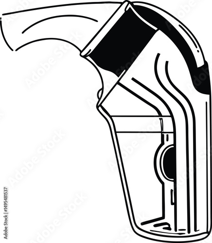 Classic Style Pencil Sharpener: A retro-inspired black and white illustration depicting a pencil sharpener, with the inner mechanism visible, embodying vintage craftsmanship.  