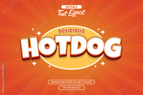 Hotdog editable text effect with cartoon style text and comic background