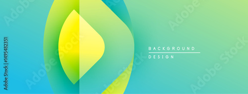 Abstract gradient shapes overlap. Yellow, turquoise, green hues blend smoothly. Minimalist design suggests modern background texture.