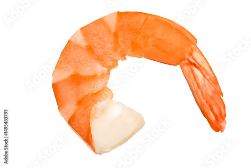 Appetizing Shrimp: A single, succulent shrimp, captured in stunning detail, presenting a tempting culinary delight with its vibrant hues and textures, ideal for food-related projects.