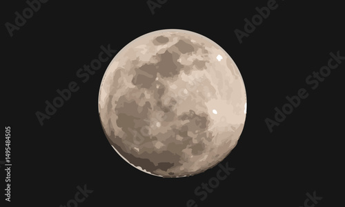 International moon day special design illustration, a perfect and clear full moon with black background.