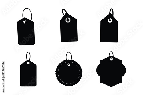 Sale label icon Silhouette Vector bundle  illustration, Sale label  tag Silhouette 