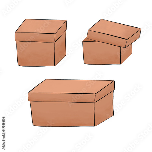 cardboard box illustration on white background 