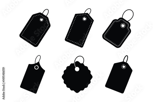 Sale label icon Silhouette Vector bundle  illustration, Sale label  tag Silhouette 