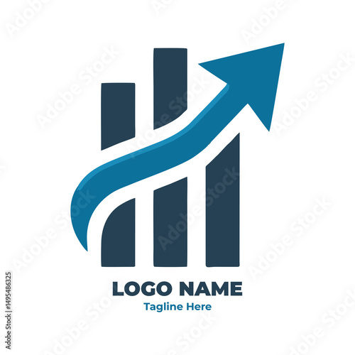Modern line art financial logo in blue color for fintech firm investment agency accounting consultant wealth planner and tax strategy company identity