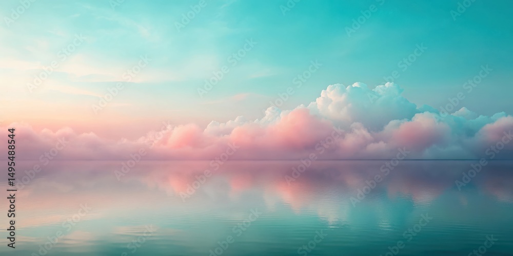 Obraz premium Serene Waters Reflecting a Pastel Sky, a Dreamlike Panorama of Tranquil Beauty