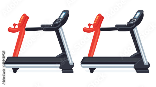Two Treadmills Side By Side Showcasing Modern Design and Distinct Color Variations in Fitness Equipment