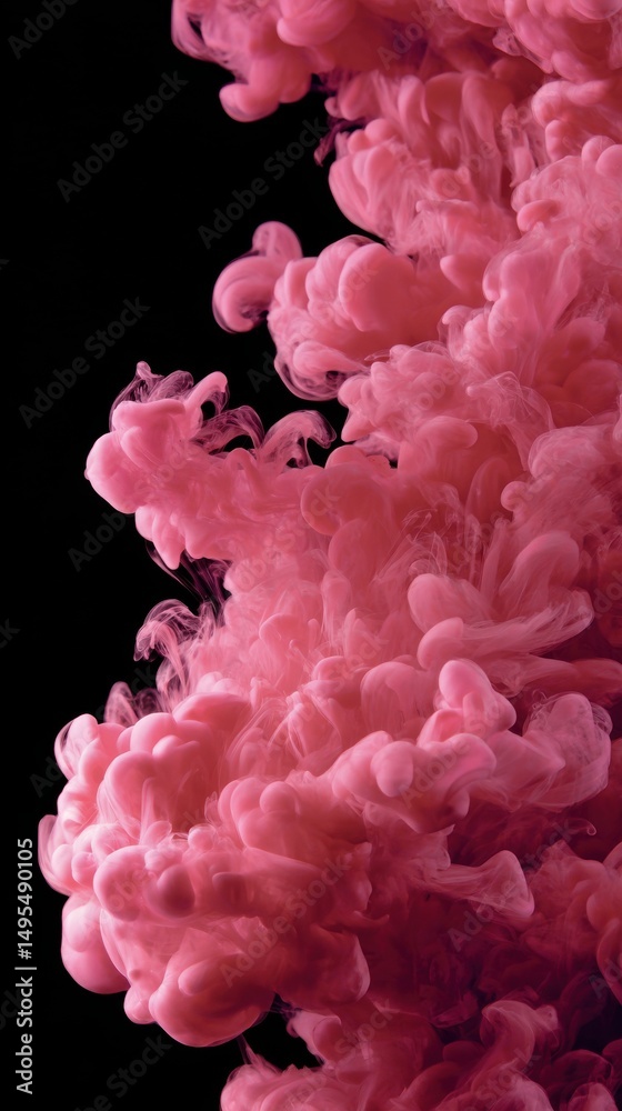 Obraz premium A stunning image of pink smoke clouds isolated on black background.