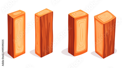 Various Wooden Logs with Distinct Textures and Colors on a Clean White Background