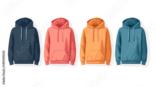 Vibrant Collection of Colorful Hoodies in Various Shades Displayed on a White Background