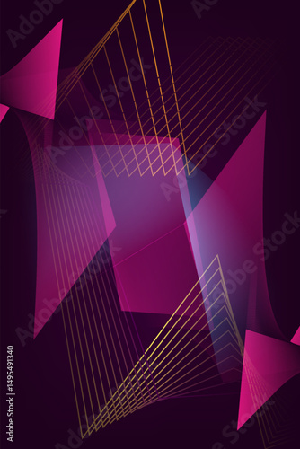 Abstract geometric wave of light lines on a gradient background.