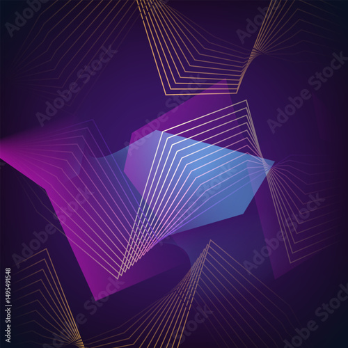Abstract geometric wave of light lines on a gradient background.