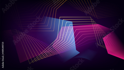 Abstract geometric wave of light lines on a gradient background.