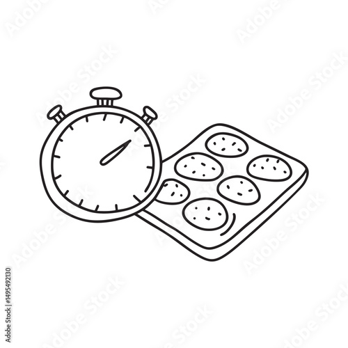 A timer ticking beside a muffin tray on a kitchen counter