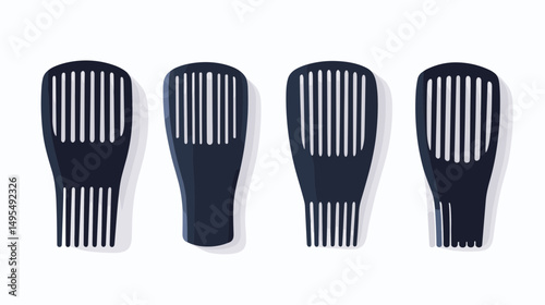 Set of Four Stylish Hair Combs Displayed on a Light Background for Personal Grooming