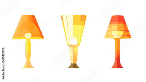 Set of Modern Decorative Lamps in Warm Yellow and Orange Hues for Home Interior Use