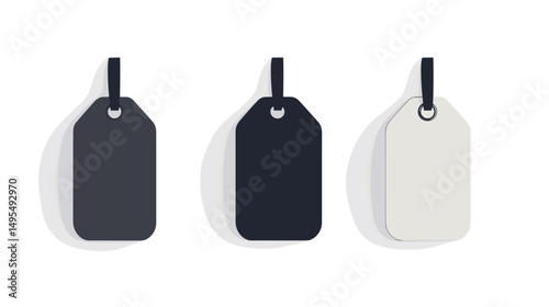 Set of Three Blank Tags for Labeling and Price Tagging in Retail and Business Settings