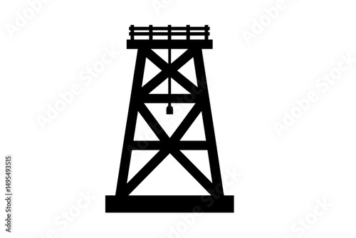 Silhouetted Oil Rig Structure Against a White Background Symbolizing Energy Industry