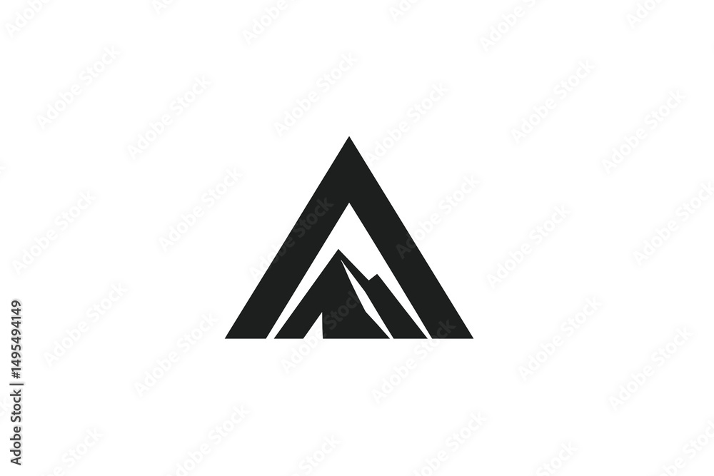 Stylized Mountain Peak Silhouette Represented in a Minimalist Geometric Form