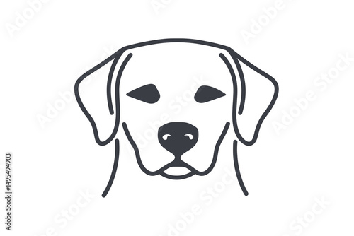 Illustration of a Friendly Labrador Retriever Dog Face with Simple Line Design