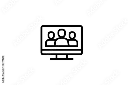 Illustration of a Computer Screen Displaying Abstract Figures Representing a Virtual Meeting