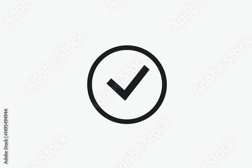 Minimalist Circle Checkmark Icon Against Plain Light Background Featuring Simple Design