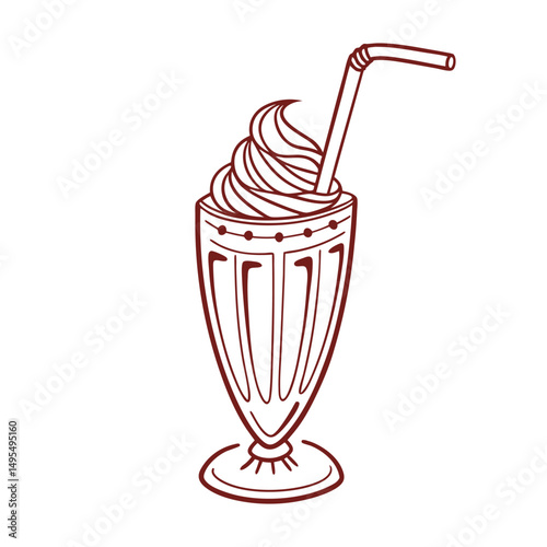Milkshake icon vector on white background. Adobe Illustrator Artwork