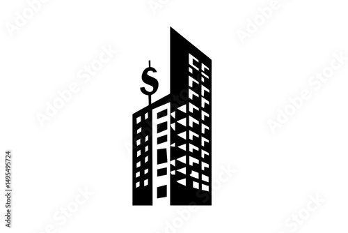 Abstract Representation of a Skyscraper with a Dollar Sign Symbolizing Finance and Investment