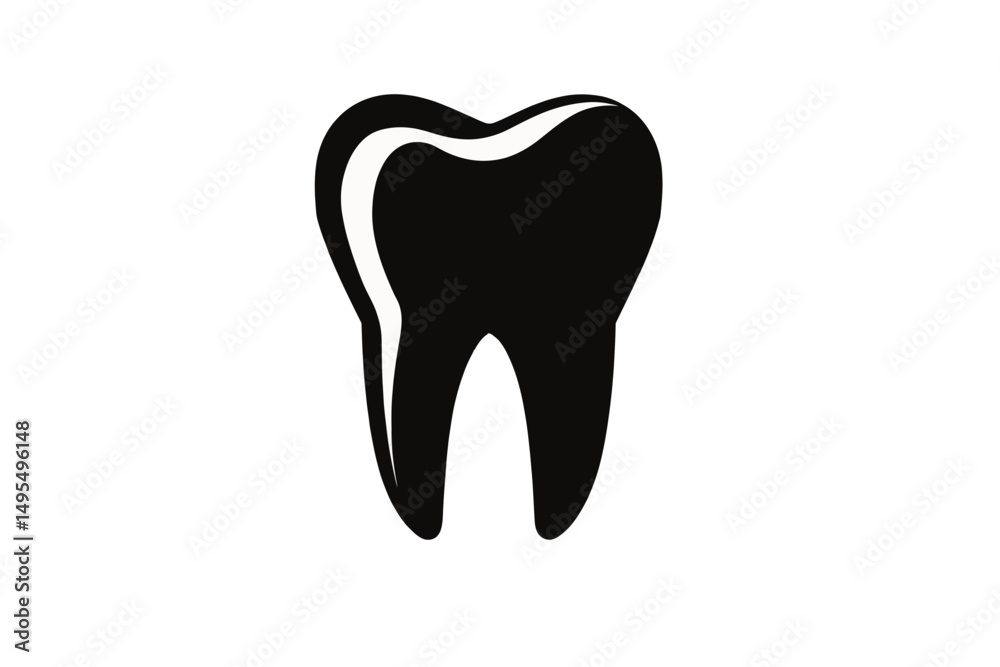 Stylized Black and White Tooth Illustration Symbolizing Dental Health and Hygiene Stylized Black and White Tooth Illustration Symbolizing Dental Health and Hygiene
