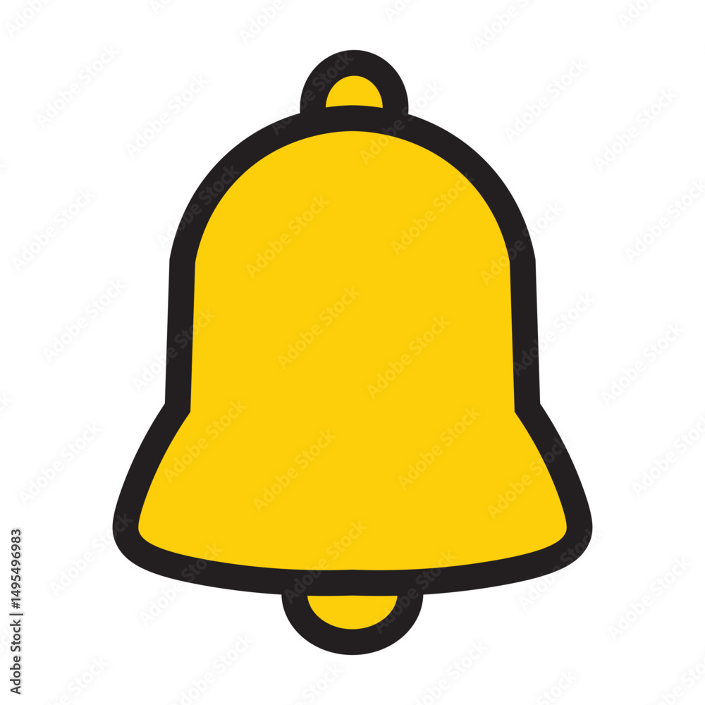 Obraz premium single yellow bell vector illustration icon. Silhouette symbol on white background with outline.
