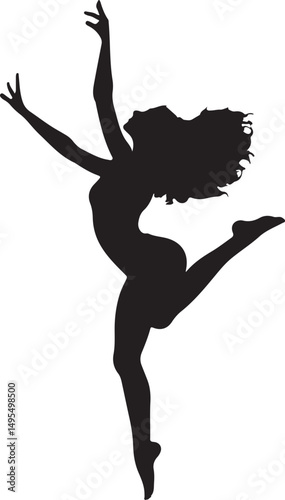 Dancing Girl Silhouette Vector Illustration on Transparent Background