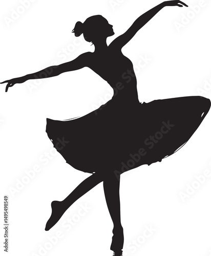 Dancing Girl Silhouette Vector Illustration on Transparent Background