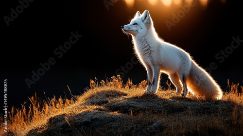 Fototapeta Naklejka Na Ścianę i Meble -  Arctic fox in golden light