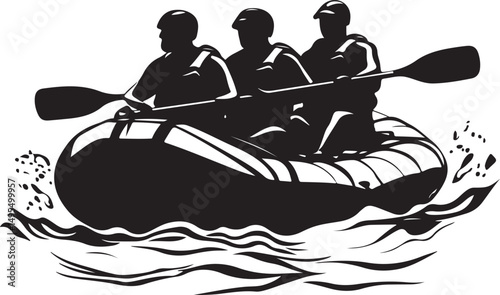 River Rafting Silhouette Vector Illustration on Transparent Background