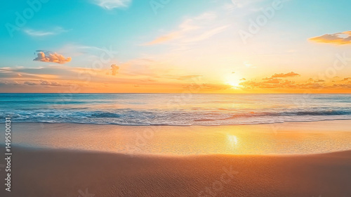 Closeup of sand on beach and blue summer sky. Panoramic beach landscape