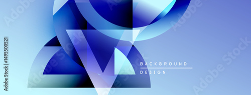 Abstract blue shapes overlap, creating dynamic visual effect. Light gradients enhance modern design, suitable for backgrounds.