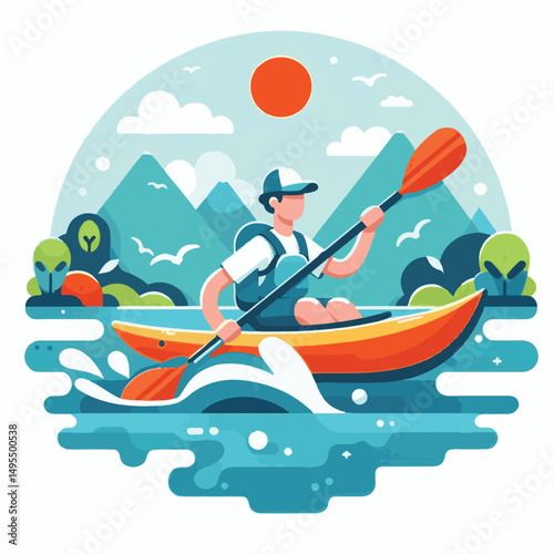 nature, summer, kayak, water, vacation, travel, boat, lake, sport, paddle, holiday, kayaking, activity, outdoor, landscape, active, leisure, canoe, lifestyle, adventure, tourism, recreation, sea, spor