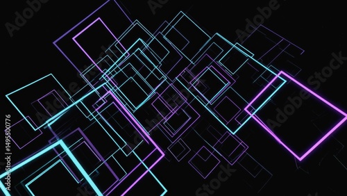 Fluorescent neon tubes in various sizes and shapes (circles, lines , ) rotating and orbiting in 3D space.