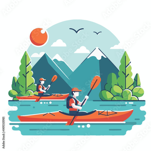 nature, summer, kayak, water, vacation, travel, boat, lake, sport, paddle, holiday, kayaking, activity, outdoor, landscape, active, leisure, canoe, lifestyle, adventure, tourism, recreation, sea, spor