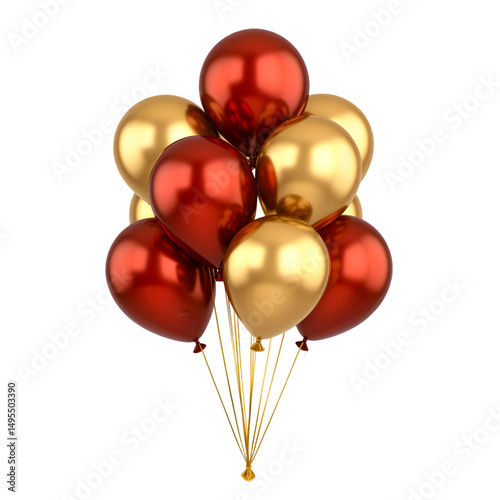 Festive Red and Gold Balloons Bunch