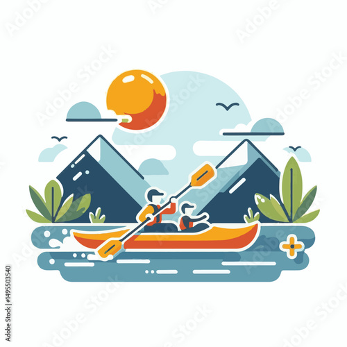 nature, summer, kayak, water, vacation, travel, boat, lake, sport, paddle, holiday, kayaking, activity, outdoor, landscape, active, leisure, canoe, lifestyle, adventure, tourism, recreation, sea, spor