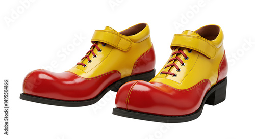 Pair of giant clown shoes celebrating international clown week on transparent background photo