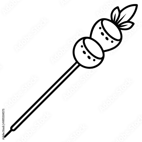 Fruit Skewer line art vector