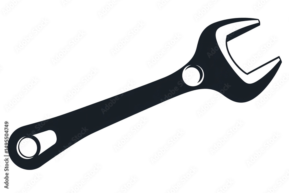 Isolated Adjustable Wrench Silhouette Isolated Adjustable Wrench Silhouette