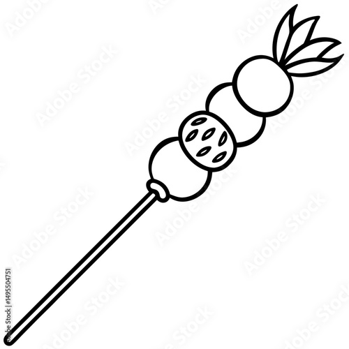 Fruit Skewer line art vector